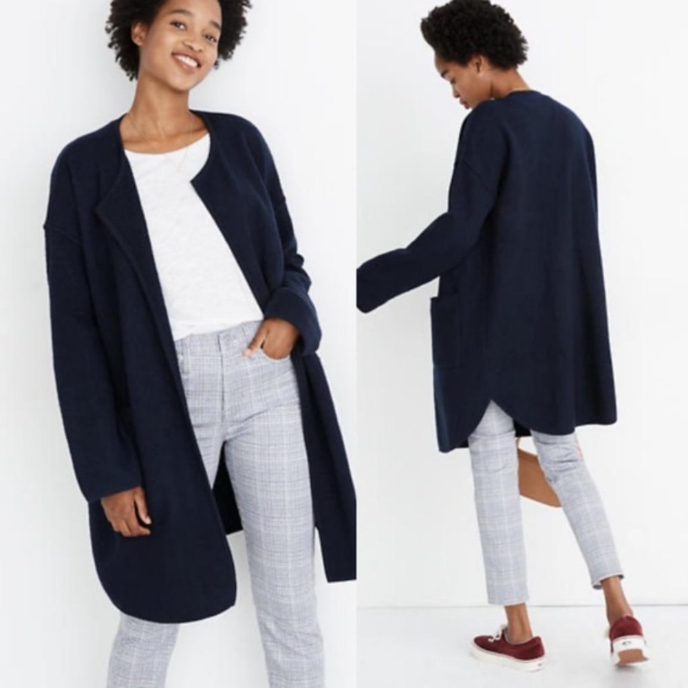 MADEWELL Minetta Sweater Coat Navy Blue